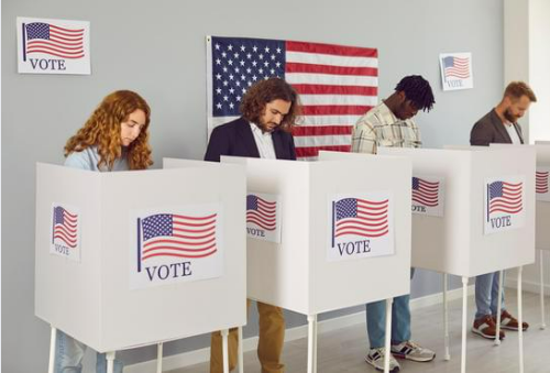 People at voting booth
